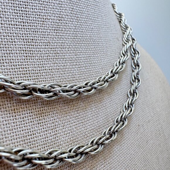 VTG Italy Sterling Silver 925 Heavy Rope Chain Lobster Clasp Necklace Size 29.5" - Picture 4 of 11